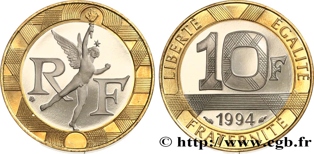 10 francs Génie de la Bastille, Belle Épreuve 1994 Pessac F.375/11 var. MS 