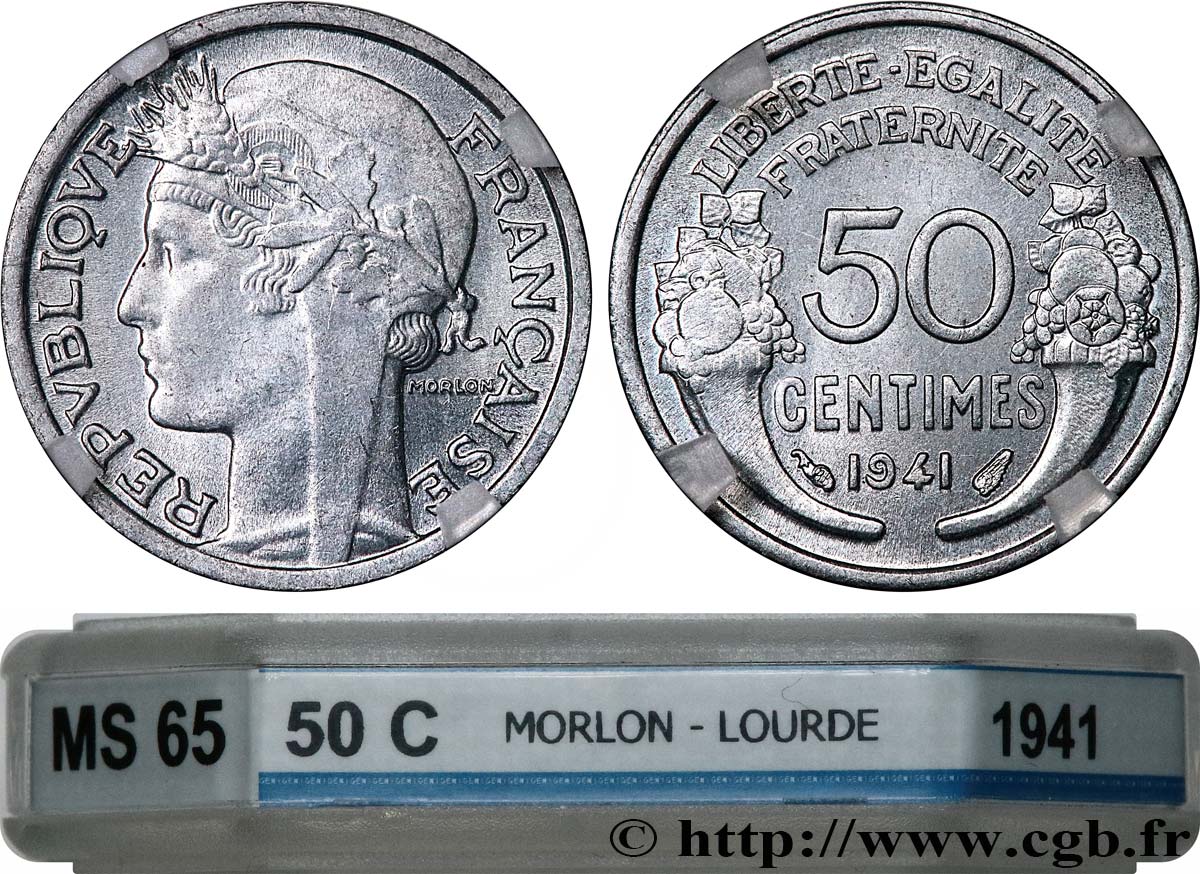 50 centimes Morlon, lourde 1941  F.193/2 MS65 GENI