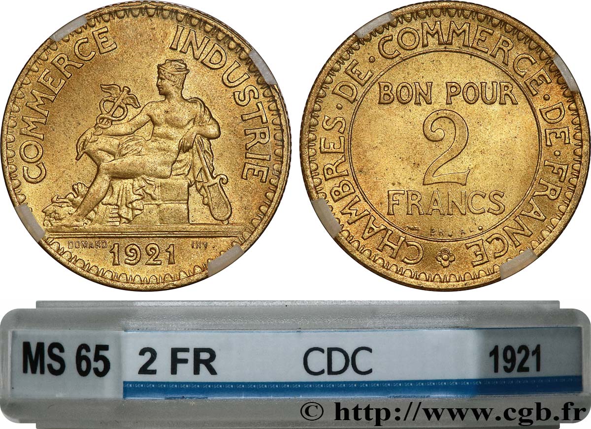 2 francs Chambres de Commerce 1921  F.267/3 MS65 GENI