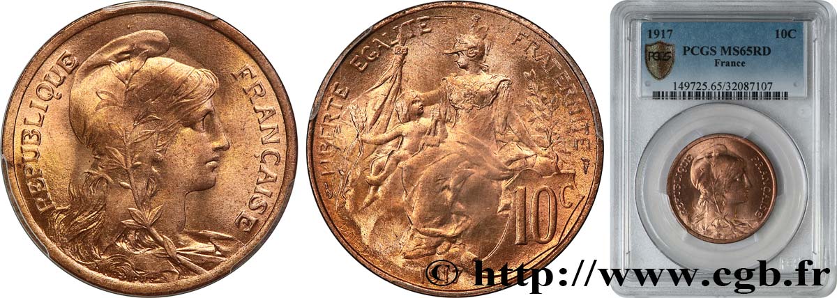10 centimes Daniel-Dupuis 1917  F.136/28 ST65 PCGS