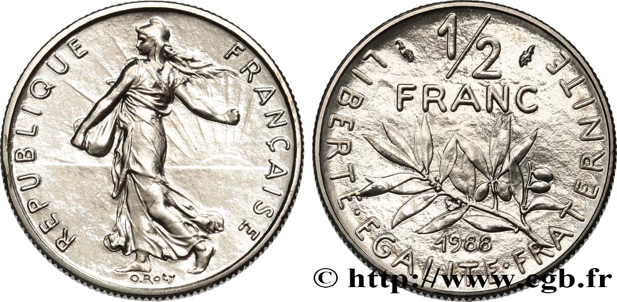 1/2 franc Semeuse 1988 Pessac F.198/27 MS 
