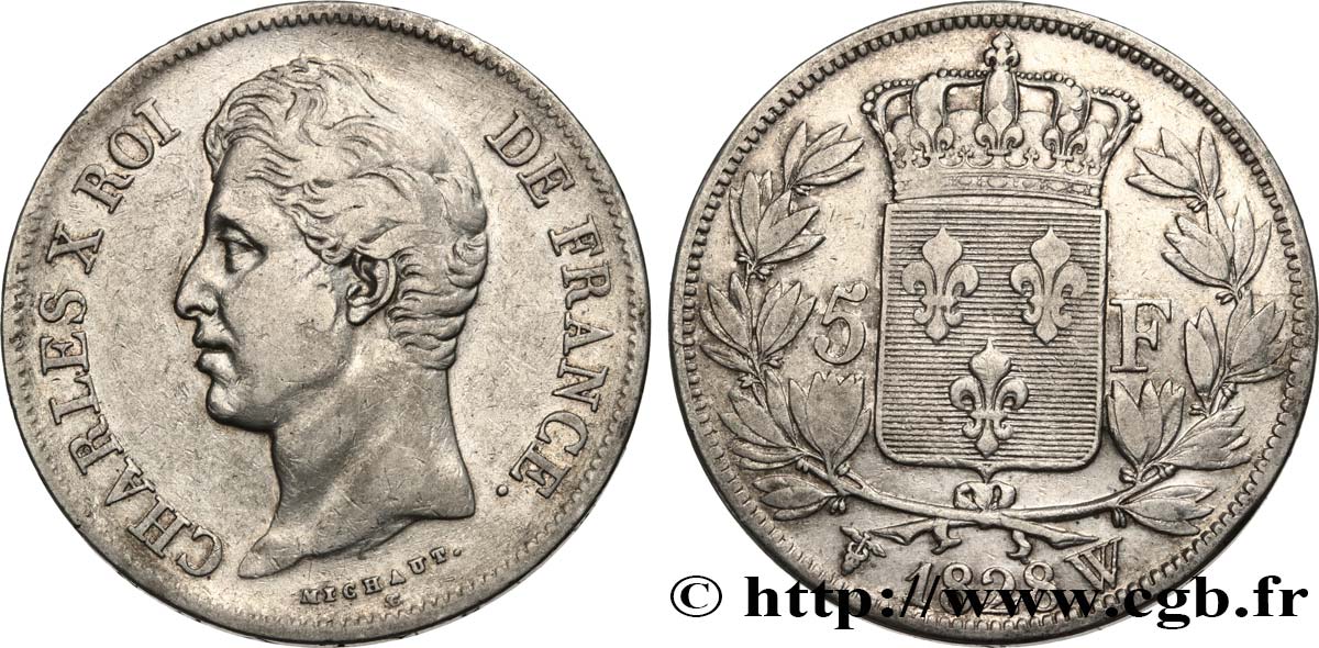 5 francs Charles X, 2e type 1828 Lille F.311/26 TB 