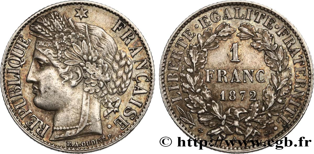 1 franc Cérès, IIIe République 1872 Paris F.216/5 BB45 