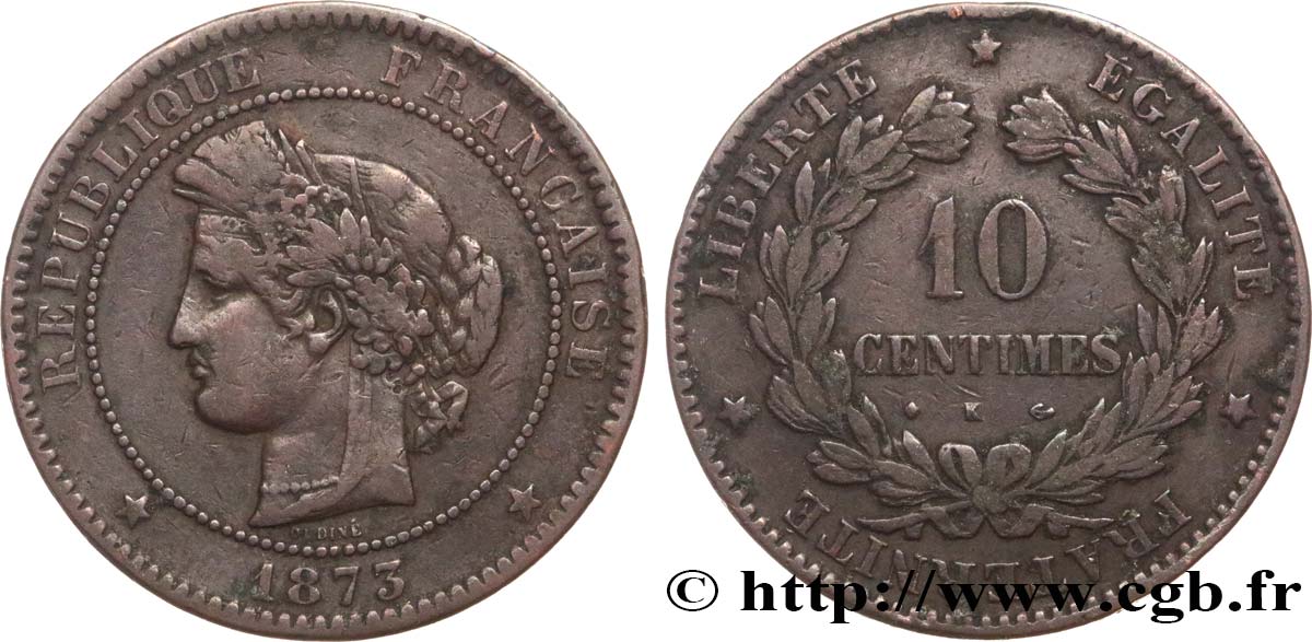 10 centimes Cérès 1873 Bordeaux F.135/11 BC25 