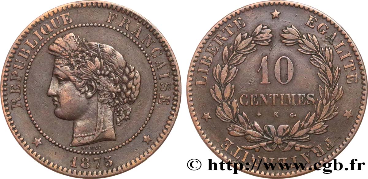 10 centimes Cérès 1875 Bordeaux F.135/15 BC35 