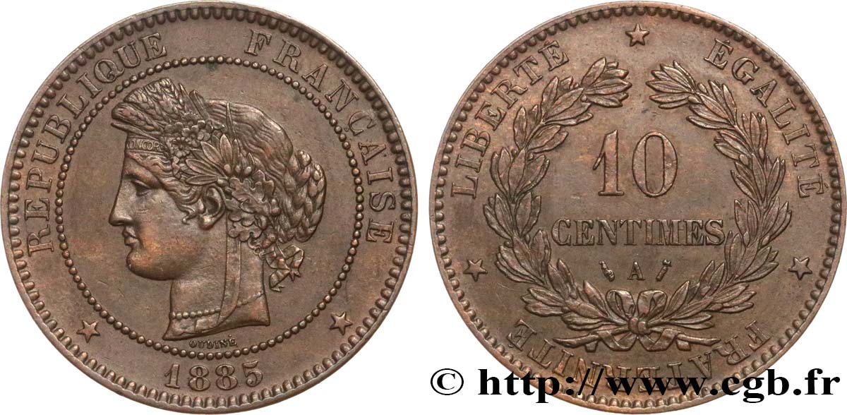 10 centimes Cérès 1885 Paris F.135/29 MBC50 