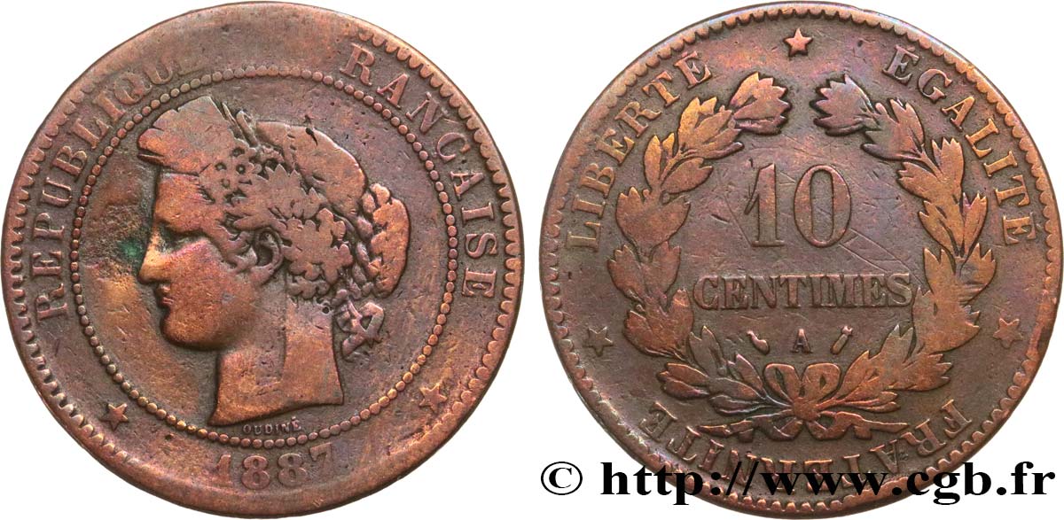 10 centimes Cérès 1887 Paris F.135/31 B+ 