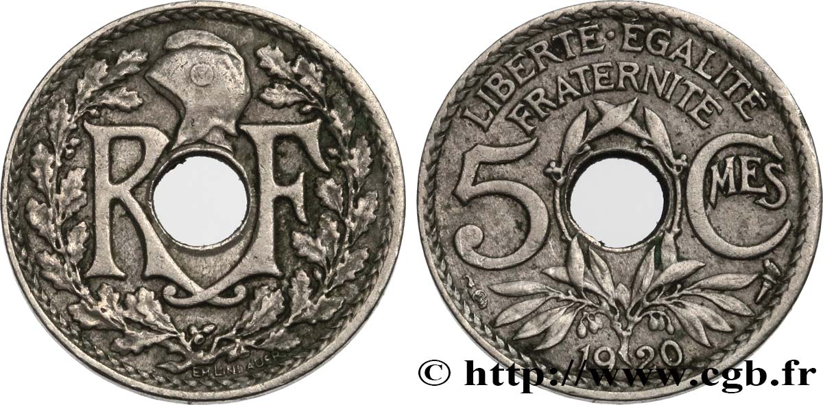5 centimes Lindauer, petit module 1920 Paris F.122/2 MB35 