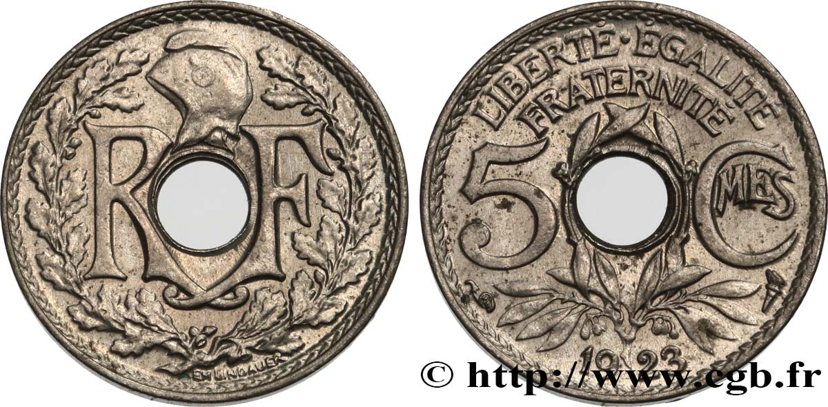 5 centimes Lindauer, petit module 1923 Paris F.122/6 EBC55 