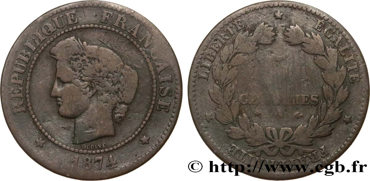 5 centimes Cérès 1874 Paris F.118/9 S15 