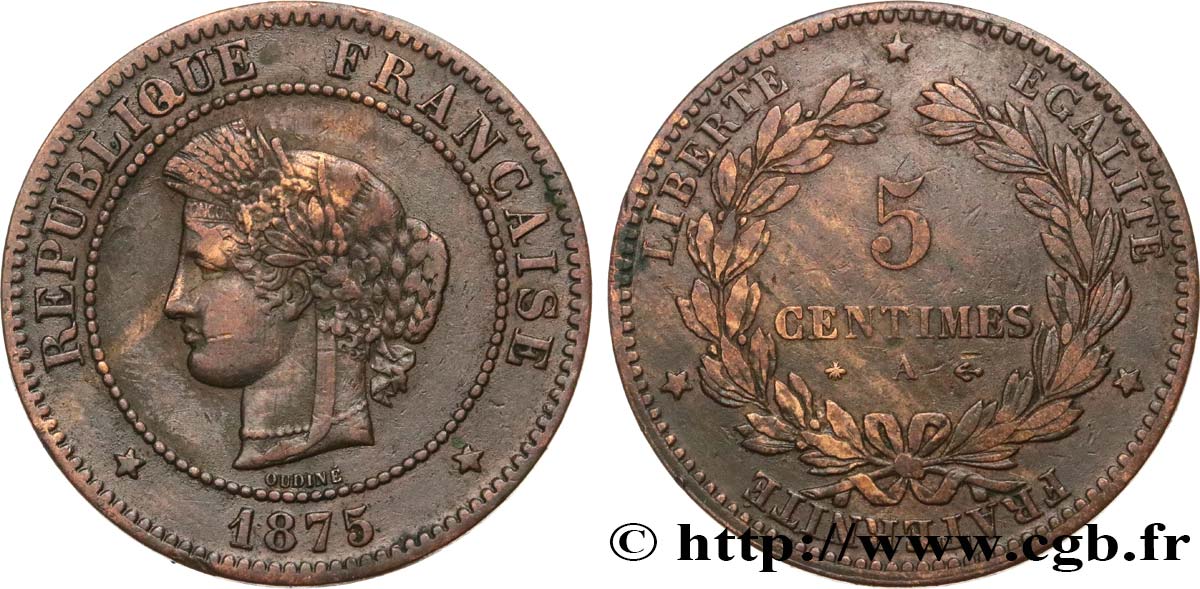 5 centimes Cérès 1875 Paris F.118/11 BC35 
