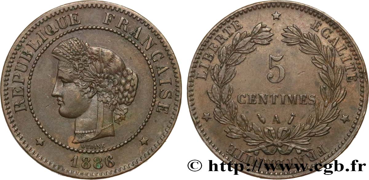 5 centimes Cérès 1886 Paris F.118/28 MBC45 