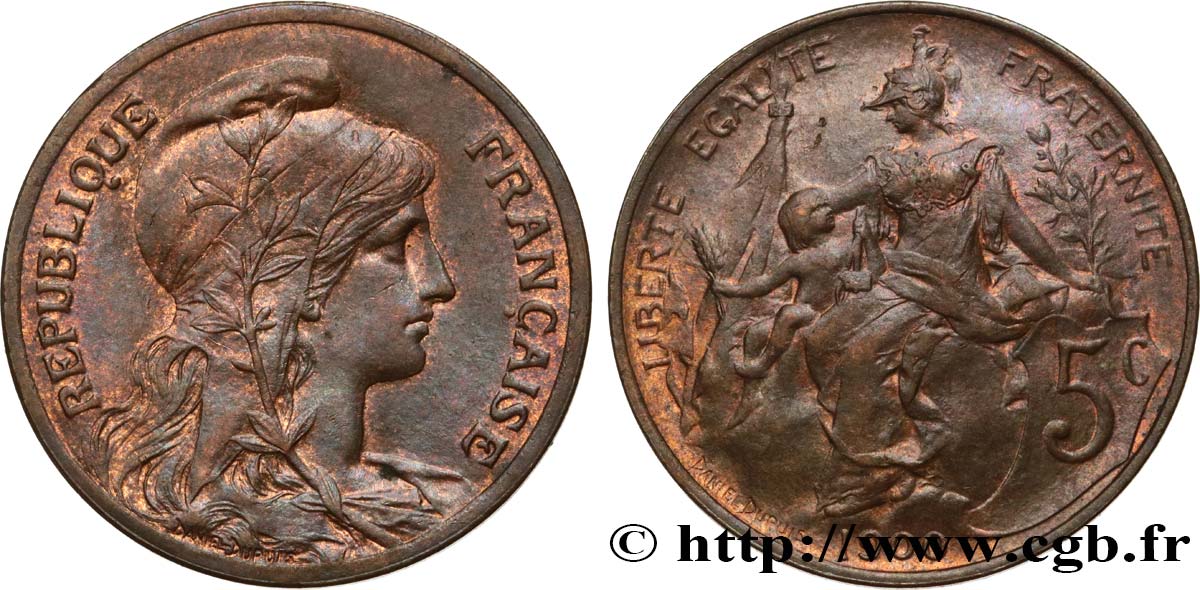 5 centimes Daniel-Dupuis 1900  F.119/9 AU50 