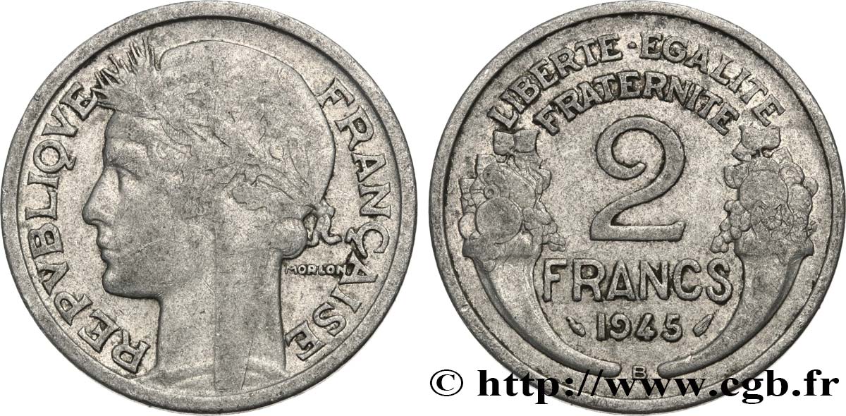 2 francs Morlon, aluminium 1945 Beaumont-Le-Roger F.269/6 BC20 