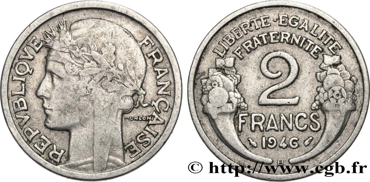 2 francs Morlon, aluminium 1946 Beaumont-Le-Roger F.269/9 S25 