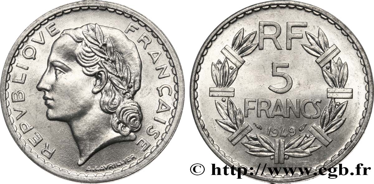 5 francs Lavrillier, aluminium 1949  F.339/17 EBC62 