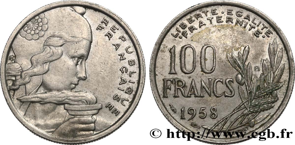 100 francs Cochet 1958 Beaumont-Le-Roger F.450/14 TTB40 