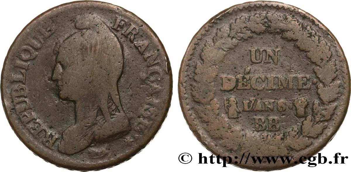 Un décime Dupré, grand module 1800 Strasbourg F.129/62 F15 