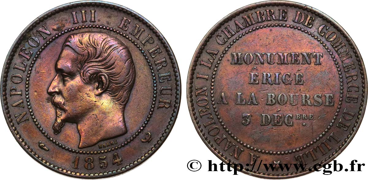 Module de dix centimes, Visite à la chambre de commerce de Lille 1854 Lille VG.3403  TTB 