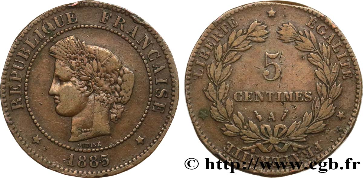 5 centimes Cérès 1885 Paris F.118/27 TB20 