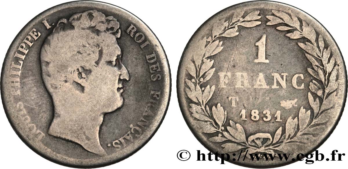 1 franc Louis-Philippe, tête nue 1831 Nantes F.209/11 VG 