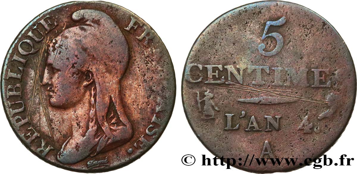 5 centimes Dupré, petit module 1796 Paris F.113/1 TB 