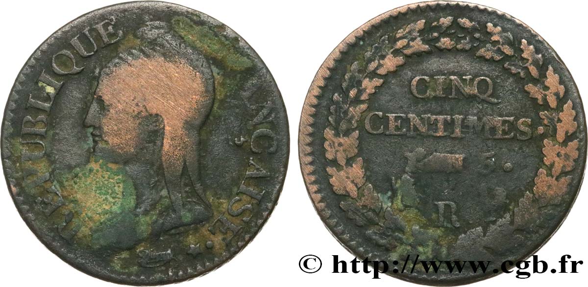 Cinq centimes Dupré, grand module 1797 Orléans F.115/28 BC 
