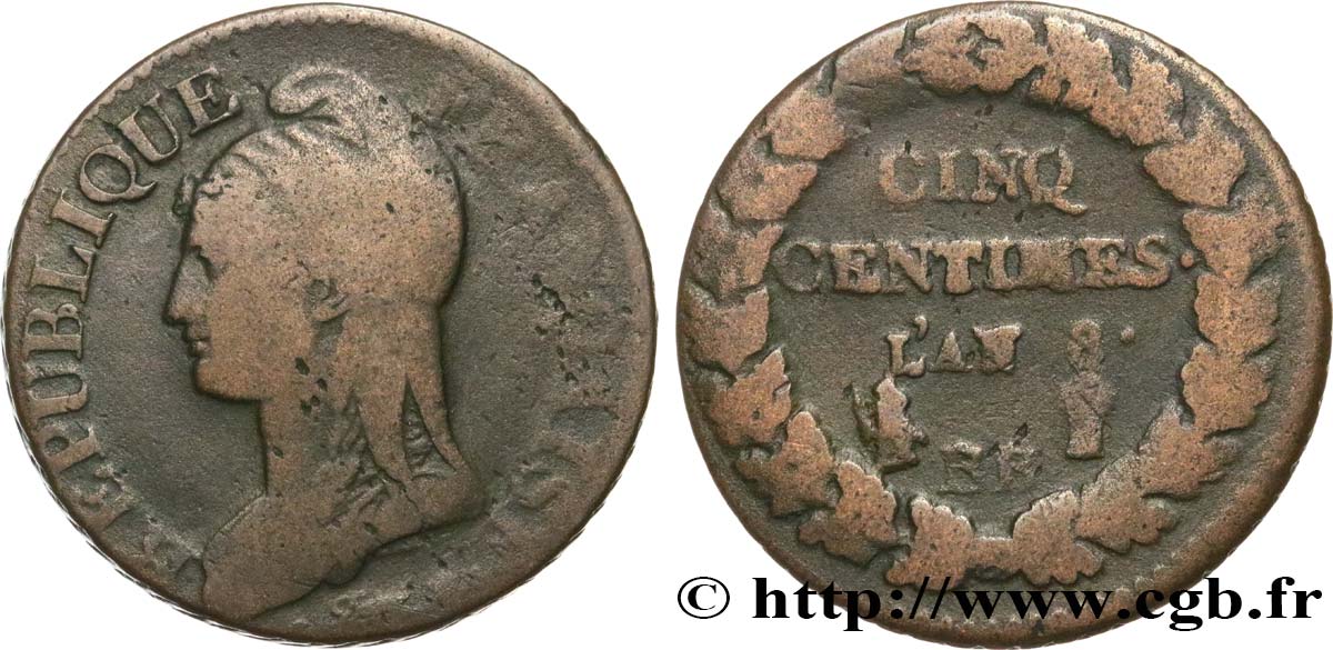 Cinq centimes Dupré, grand module 1800 Strasbourg F.115/117 BC15 