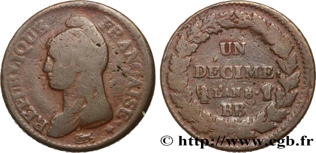 Un décime Dupré, grand module 1800 Strasbourg F.129/62 F15 