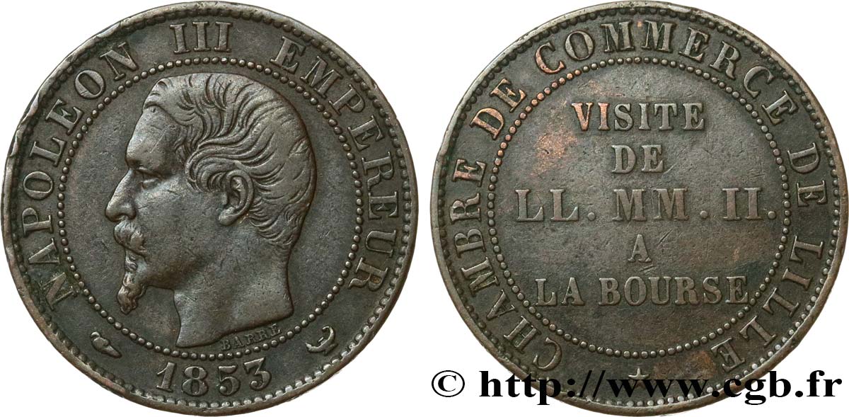Module de cinq centimes, Visite impériale à Lille les 23 et 24 septembre 1853 1853 Lille VG.3367  XF40 