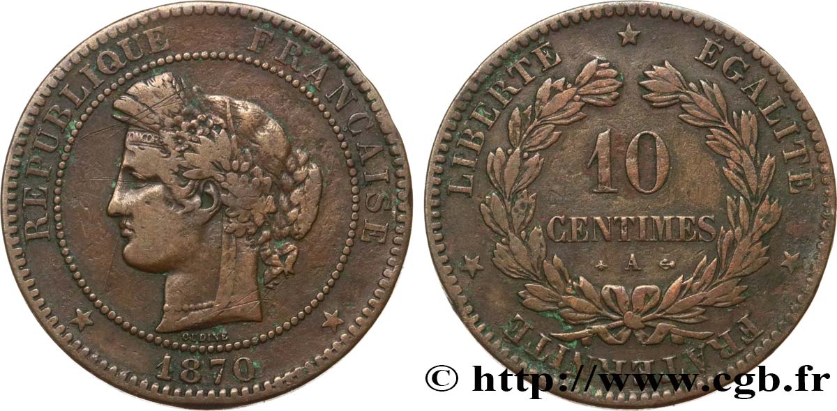 10 centimes Cérès 1870 Paris F.135/4 TB 