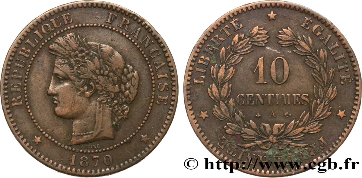 10 centimes Cérès 1870 Paris F.135/4 BC35 