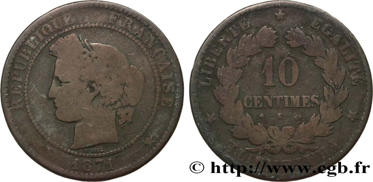 10 centimes Cérès 1871 Bordeaux F.135/7 B8 