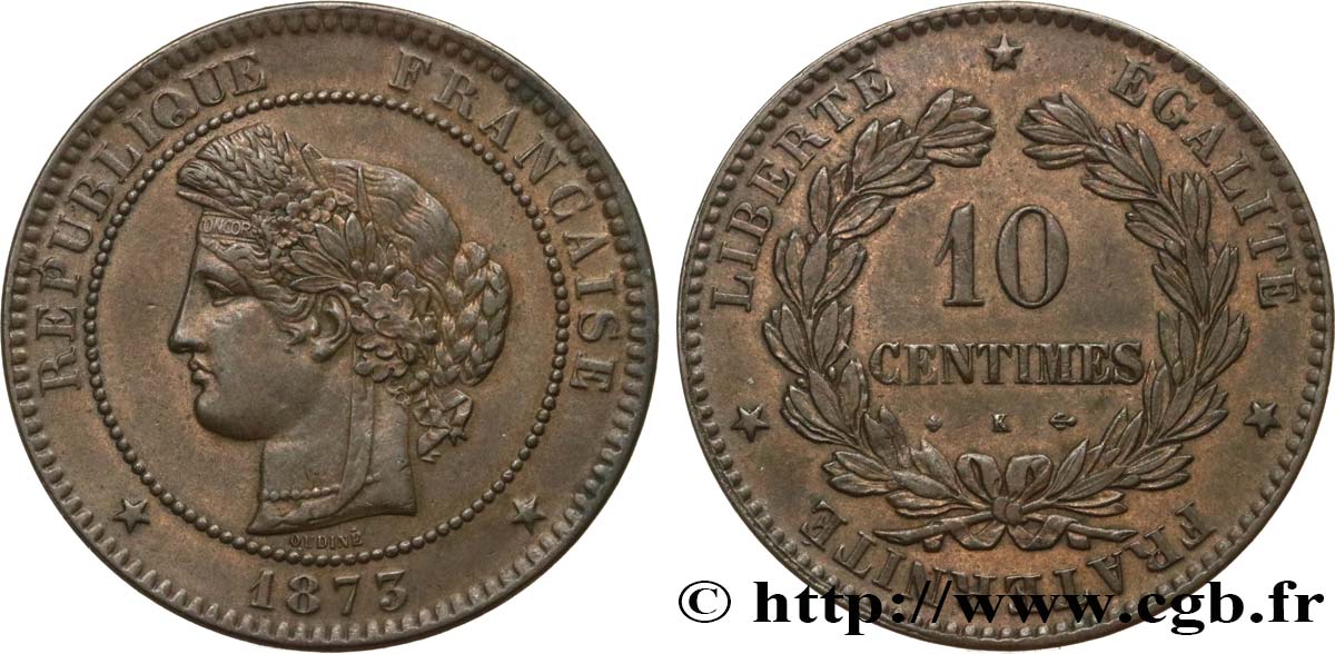 10 centimes Cérès 1873 Bordeaux F.135/11 BB40 