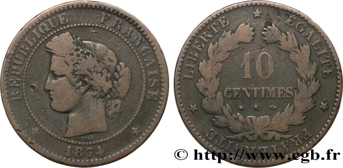 10 centimes Cérès 1874 Bordeaux F.135/13 F 