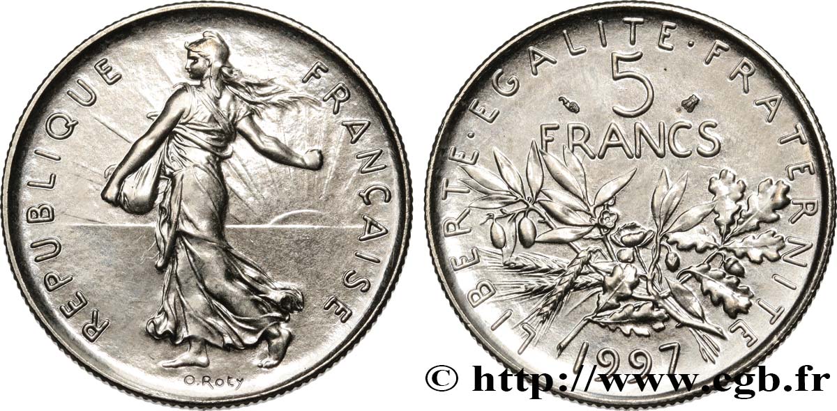 5 francs Semeuse, nickel 1997 Pessac F.341/33 SPL63 