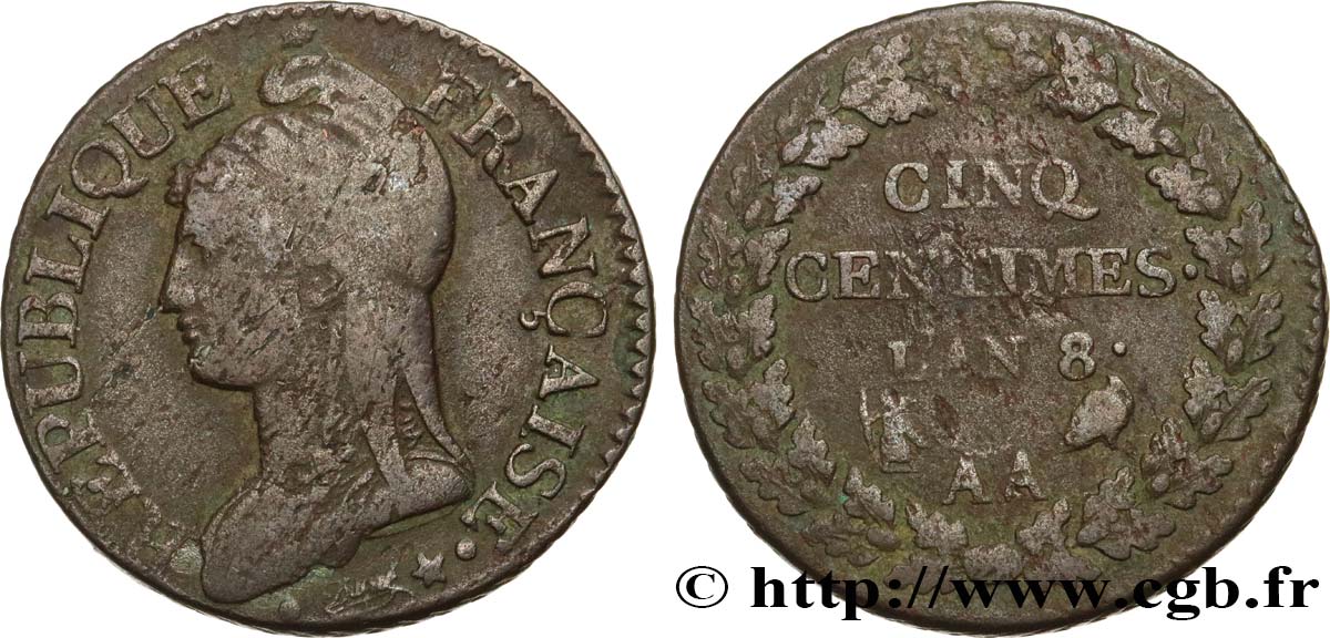 Cinq centimes Dupré, grand module 1800 Metz F.115/102 MB25 