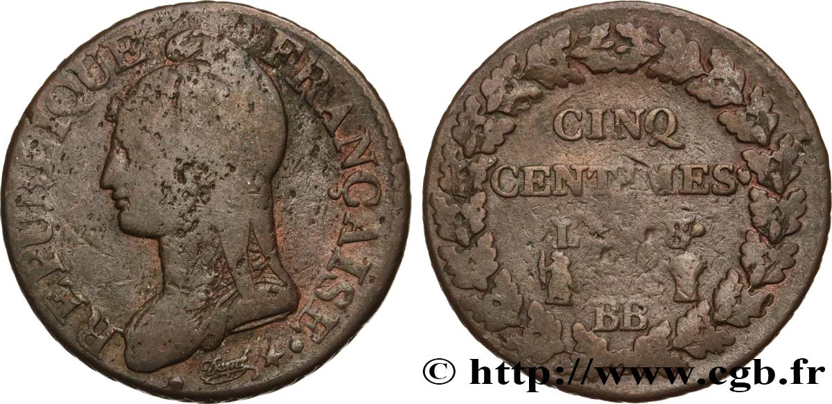 Cinq centimes Dupré, grand module 1800 Strasbourg F.115/118 TB15 