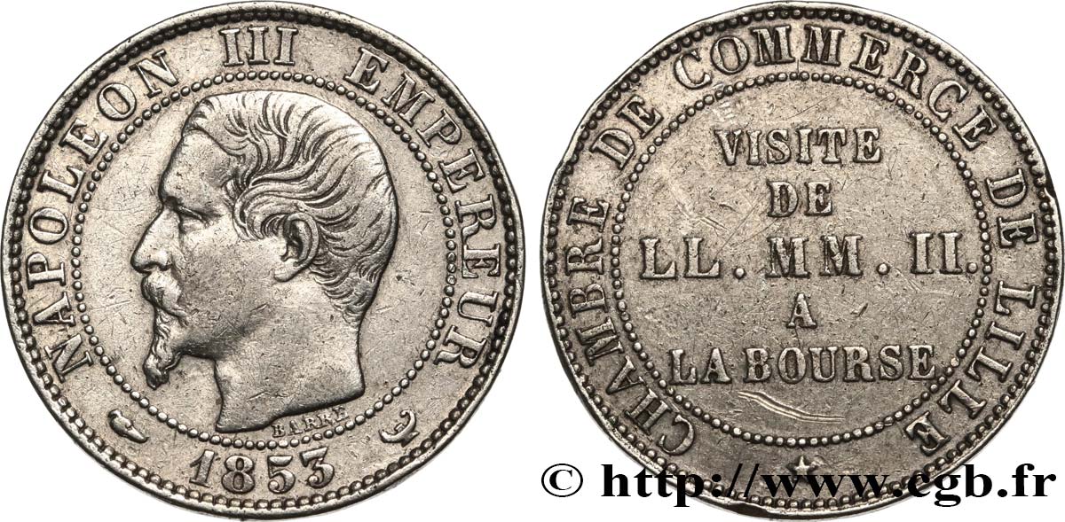 Module cinq centimes argent, visite impériale à Lille les 23 et 24 septembre 1853 Lille VG.3368  TTB40 
