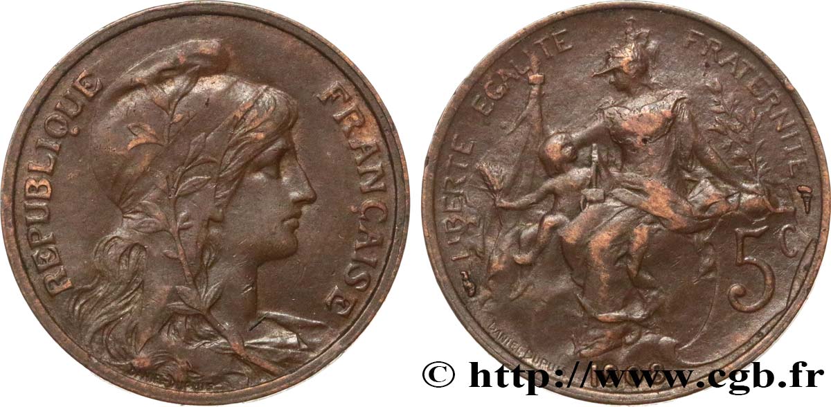 5 centimes Daniel-Dupuis 1908  F.119/19 S30 