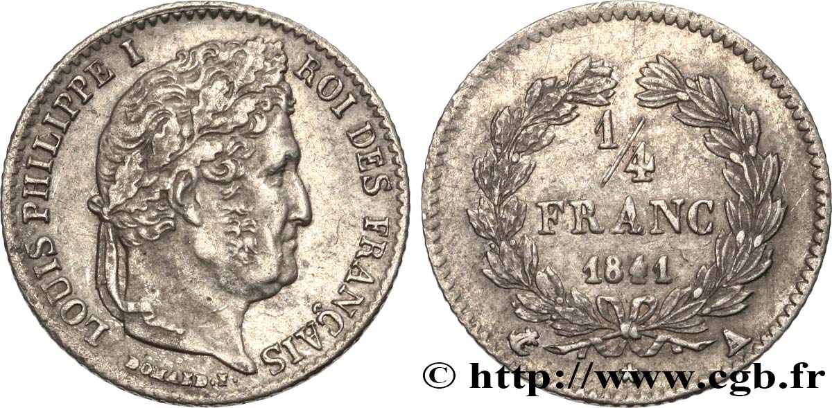 1/4 franc Louis-Philippe 1841 Paris F.166/85 MBC45 