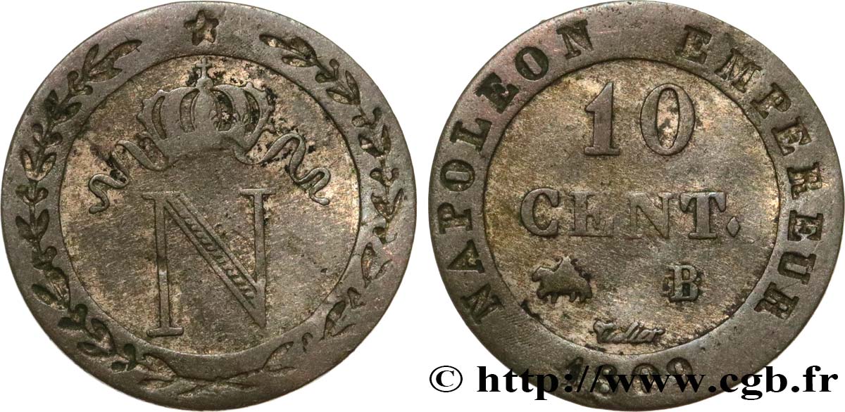 10 cent. à l N couronnée 1809 Rouen F.130/11 TB30 