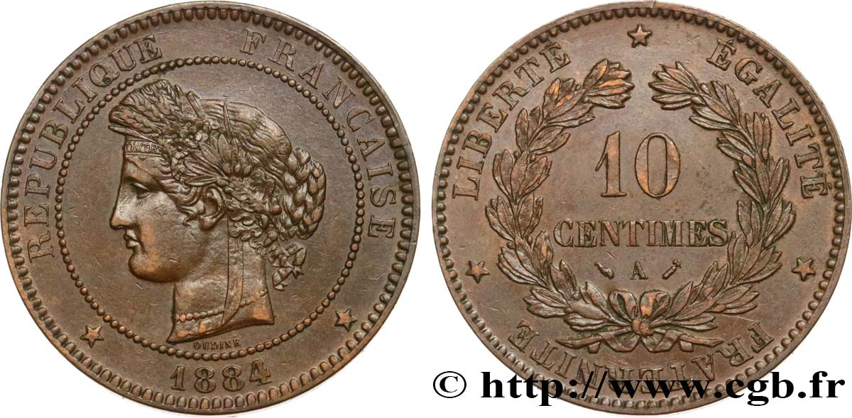 10 centimes Cérès 1884 Paris F.135/28 TTB45 