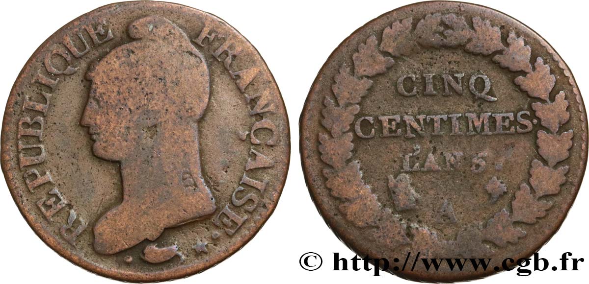 Cinq centimes Dupré, grand module 1797 Paris F.115/1 BC20 