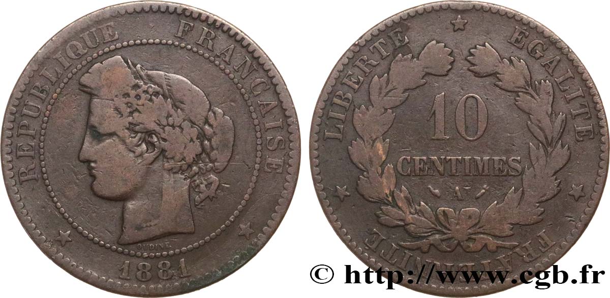 10 centimes Cérès 1881 Paris F.135/25 SGE12 