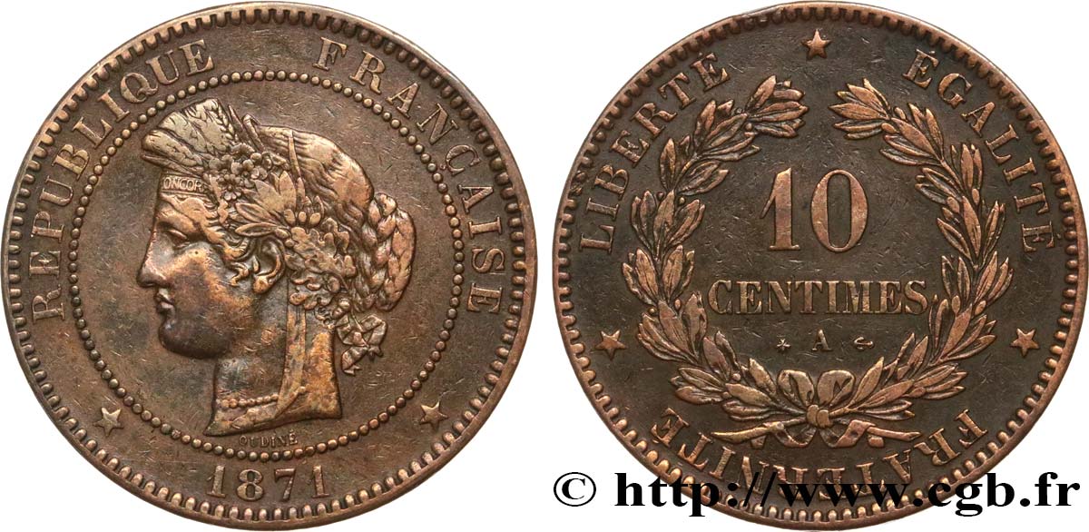 10 centimes Cérès 1871 Paris F.135/5 BC35 