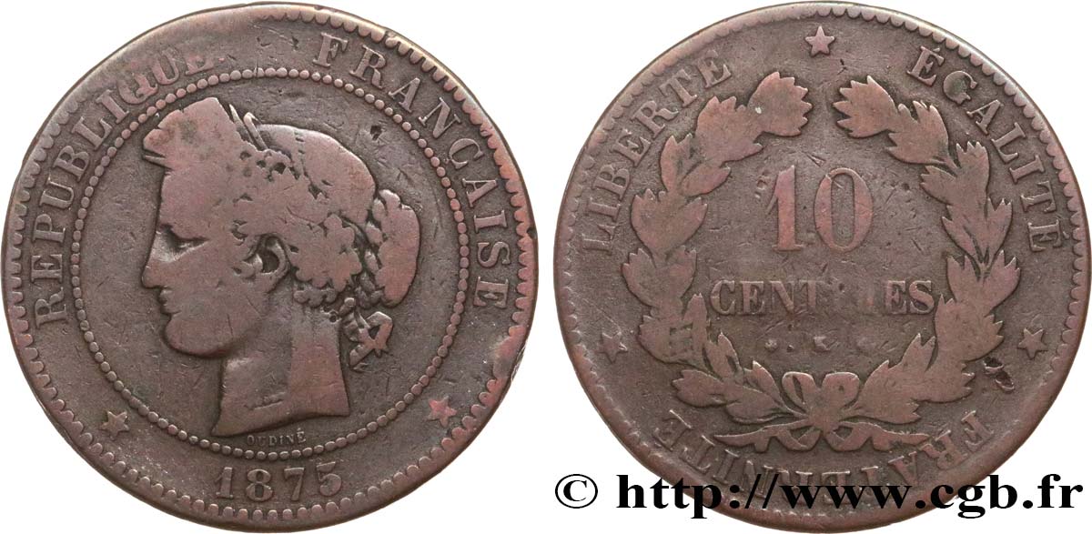 10 centimes Cérès 1875 Bordeaux F.135/15 RC10 