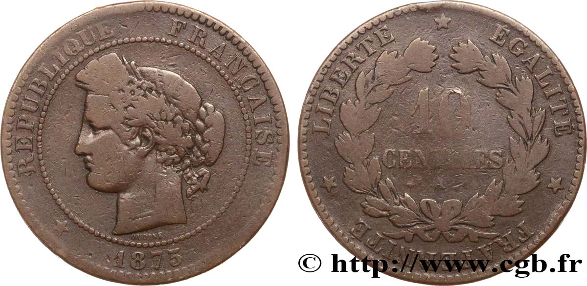 10 centimes Cérès 1875 Paris F.135/14 F12 