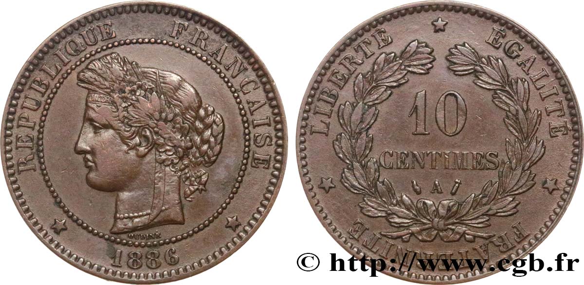 10 centimes Cérès 1886 Paris F.135/30 MBC40 