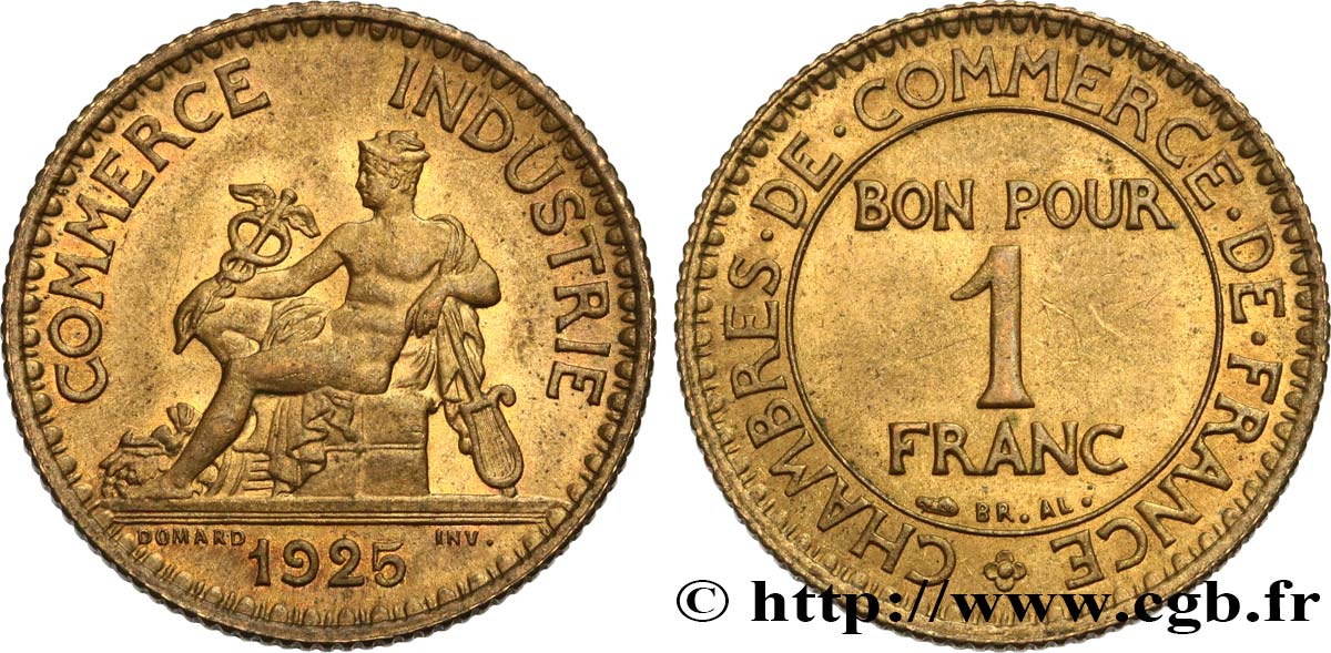 1 franc Chambres de Commerce 1925  F.218/7 AU58 